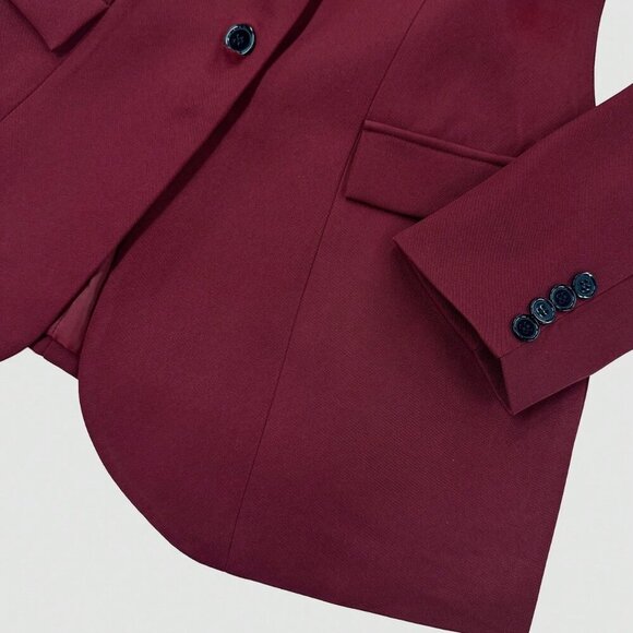 Burgundy Elegant Women's Blazer Jacket - Picture 7 of 8